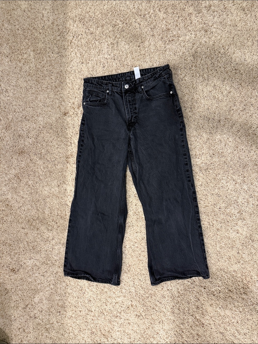 H&M Black Cropped Wide-Leg Jeans